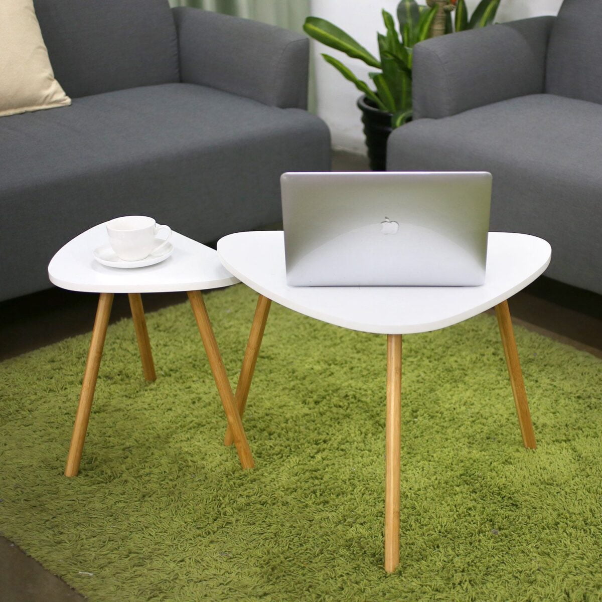 Elevate your space with our set of 2 nesting coffee tables and side table